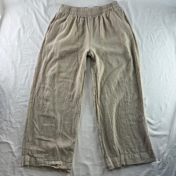 Old Navy Pants - Old Navy Beige Super Wide Leg Linen Blend Pants Womens S Old Money Beach Resort